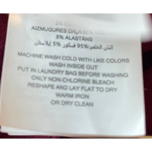 Michael Michael Kors Top Mixed Media Layered Blouse Size Med V-Neck Burgundy - Picture 8 of 10